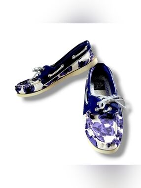 Milly for Sperry Top-Sider | EUC Blue/White Floral Canvas Boat Shoes (US 7)